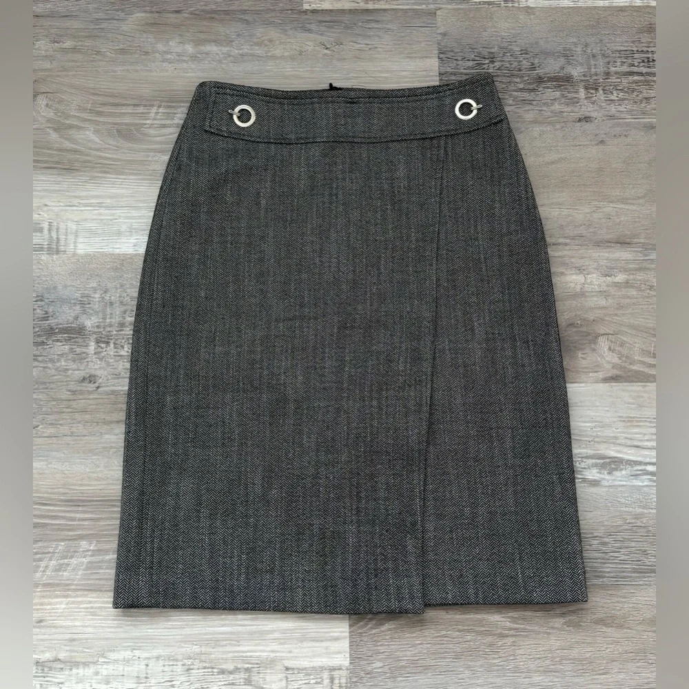 NWT H&M Pencil Skirt Women 4 Black Gray Knee Length Office Career Academia - Picture 4 of 13